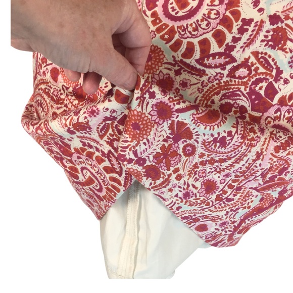 Loft Paisley Red Cream Cotton with Stretch Mini A-Line Skirt size 2P - Picture 11 of 12